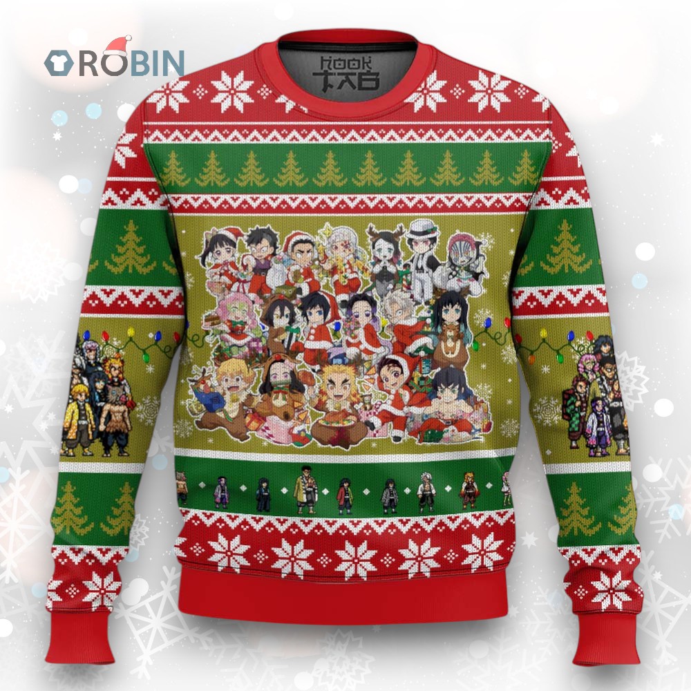 3D Anime Demon Slayer Squad Corps Ugly Christmas Sweater 3D Anime Demon Slayer Squad Corps Ugly Christmas Sweater