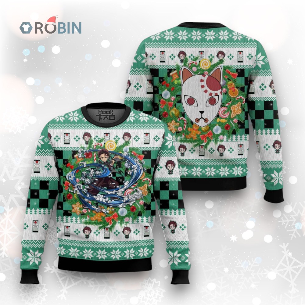 3D Anime Demon Slayer Tanjiro Kamado Fandom Ugly Christmas Sweater 3D Anime Demon Slayer Tanjiro Kamado Fandom Ugly Christmas Sweater