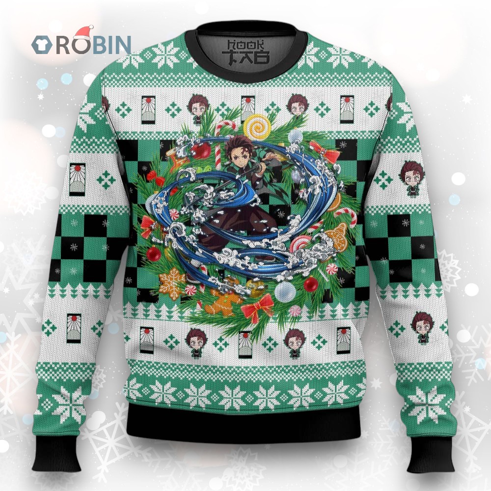 3D Anime Demon Slayer Tanjiro Kamado Fandom Ugly Christmas Sweater 3D Anime Demon Slayer Tanjiro Kamado Fandom Ugly Christmas Sweater