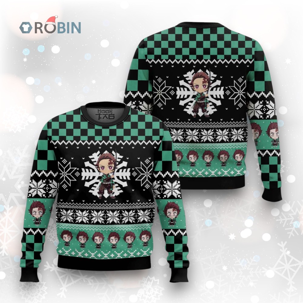 3D Anime Demon Slayer Tanjiro Kamado Ugly Christmas Sweater 3D Anime Demon Slayer Tanjiro Kamado Ugly Christmas Sweater