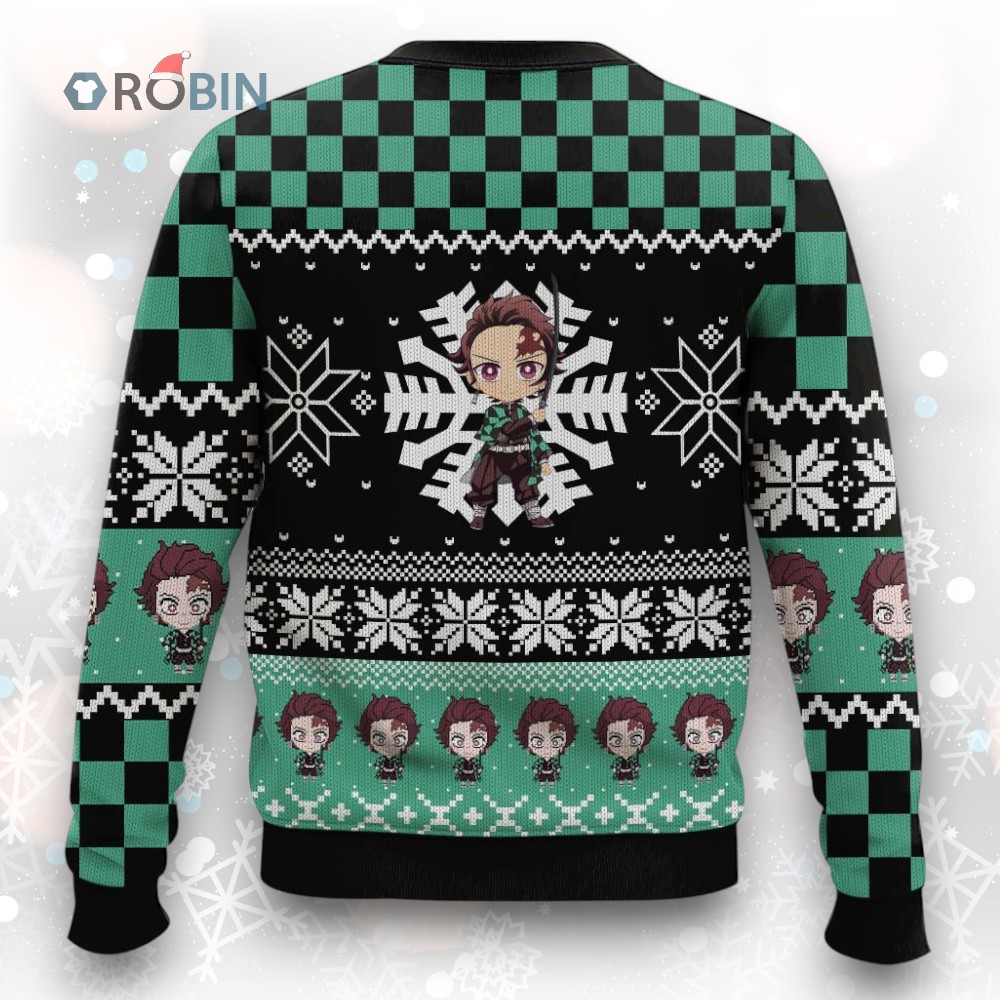 3D Anime Demon Slayer Tanjiro Kamado Ugly Christmas Sweater 3D Anime Demon Slayer Tanjiro Kamado Ugly Christmas Sweater