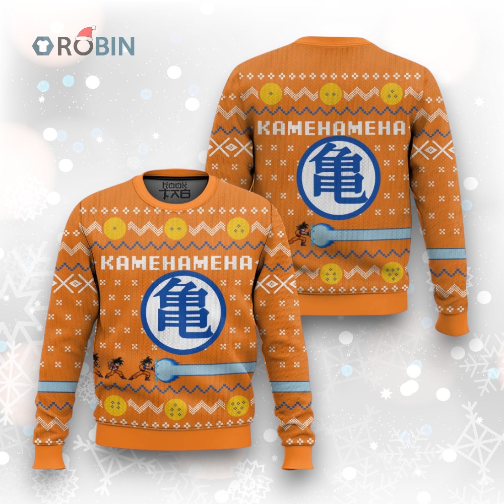 3D Anime Dragon Ball Kamehameha Ugly Christmas Sweater 3D Anime Dragon Ball Kamehameha Ugly Christmas Sweater