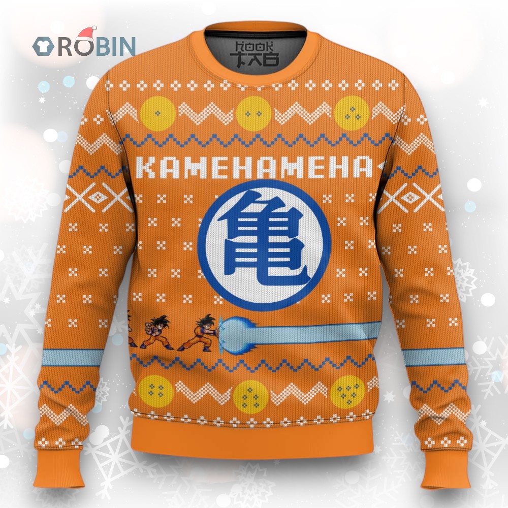 3D Anime Dragon Ball Kamehameha Ugly Christmas Sweater 3D Anime Dragon Ball Kamehameha Ugly Christmas Sweater