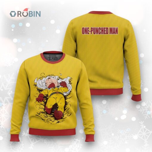 3D Anime Dragon Ball Krillin One Punched Man Parody Ugly Christmas Sweater