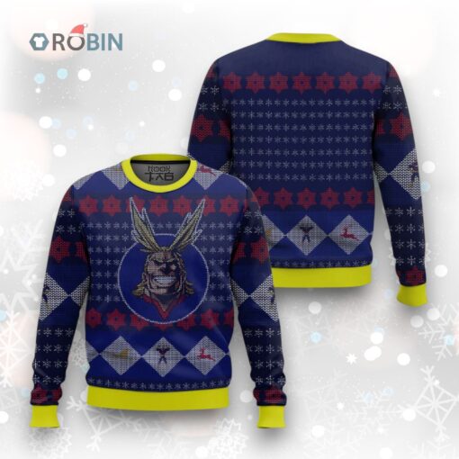 3D Anime My Hero Academia All Might Fandom Ugly Christmas Sweater
