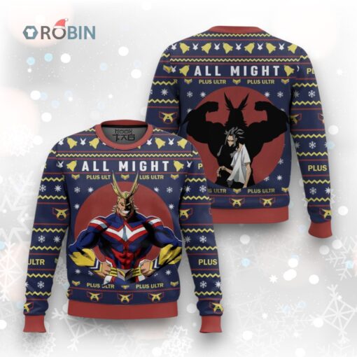 3D Anime My Hero Academia All Might Fandom Ugly Christmas Sweater My Hero Academia