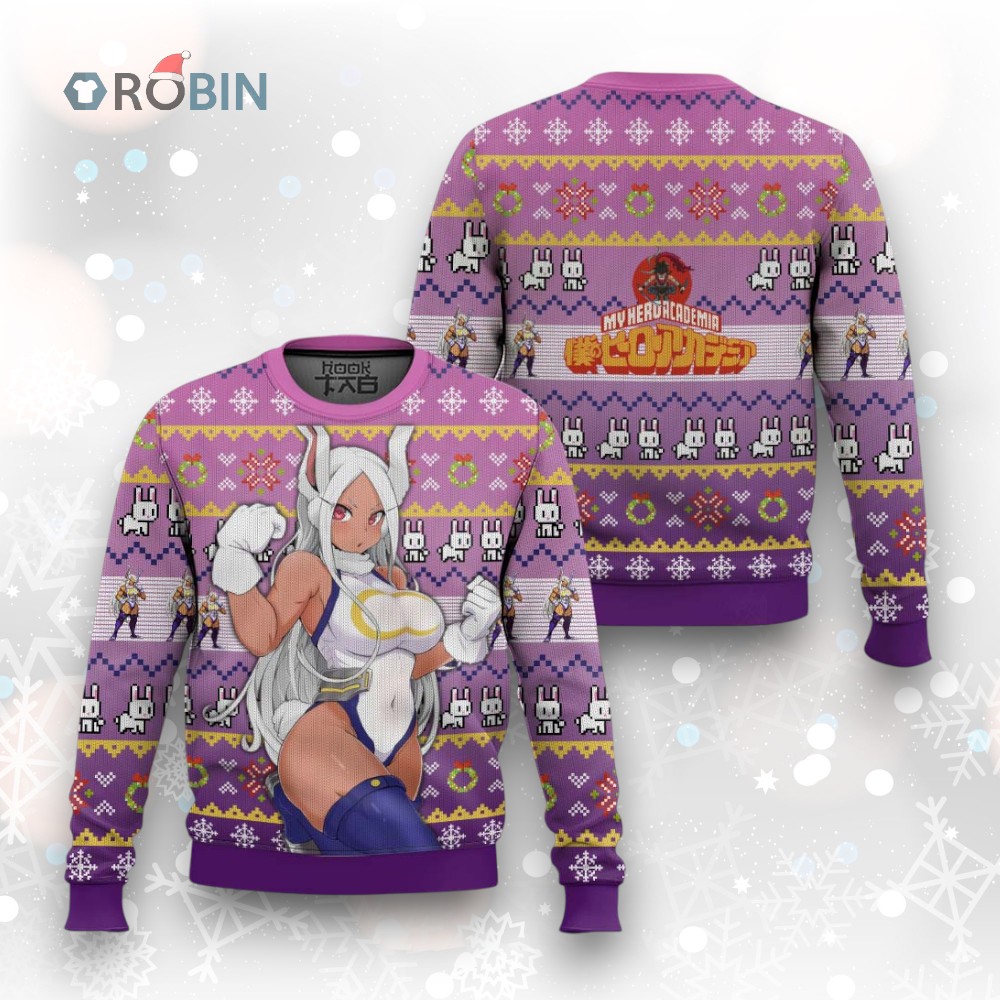 3D Anime My Hero Academia Rumi Usagiyama Mirko Fandom Ugly Christmas Sweater 3D Anime My Hero Academia Rumi Usagiyama Mirko Fandom Ugly Christmas Sweater