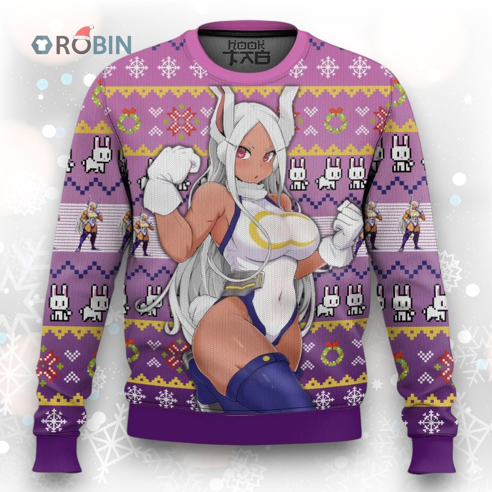 3D Anime My Hero Academia Rumi Usagiyama Mirko Fandom Ugly Christmas Sweater 3D Anime My Hero Academia Rumi Usagiyama Mirko Fandom Ugly Christmas Sweater