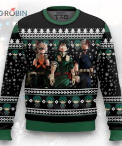 3D Anime My Hero Academia Top 3 Chibi Characters Ugly Christmas Sweater