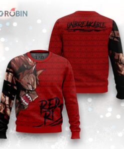 3D Anime My Hero Academia Unbreakable Red Riot Ugly Christmas Sweater