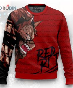 3D Anime My Hero Academia Unbreakable Red Riot Ugly Christmas Sweater
