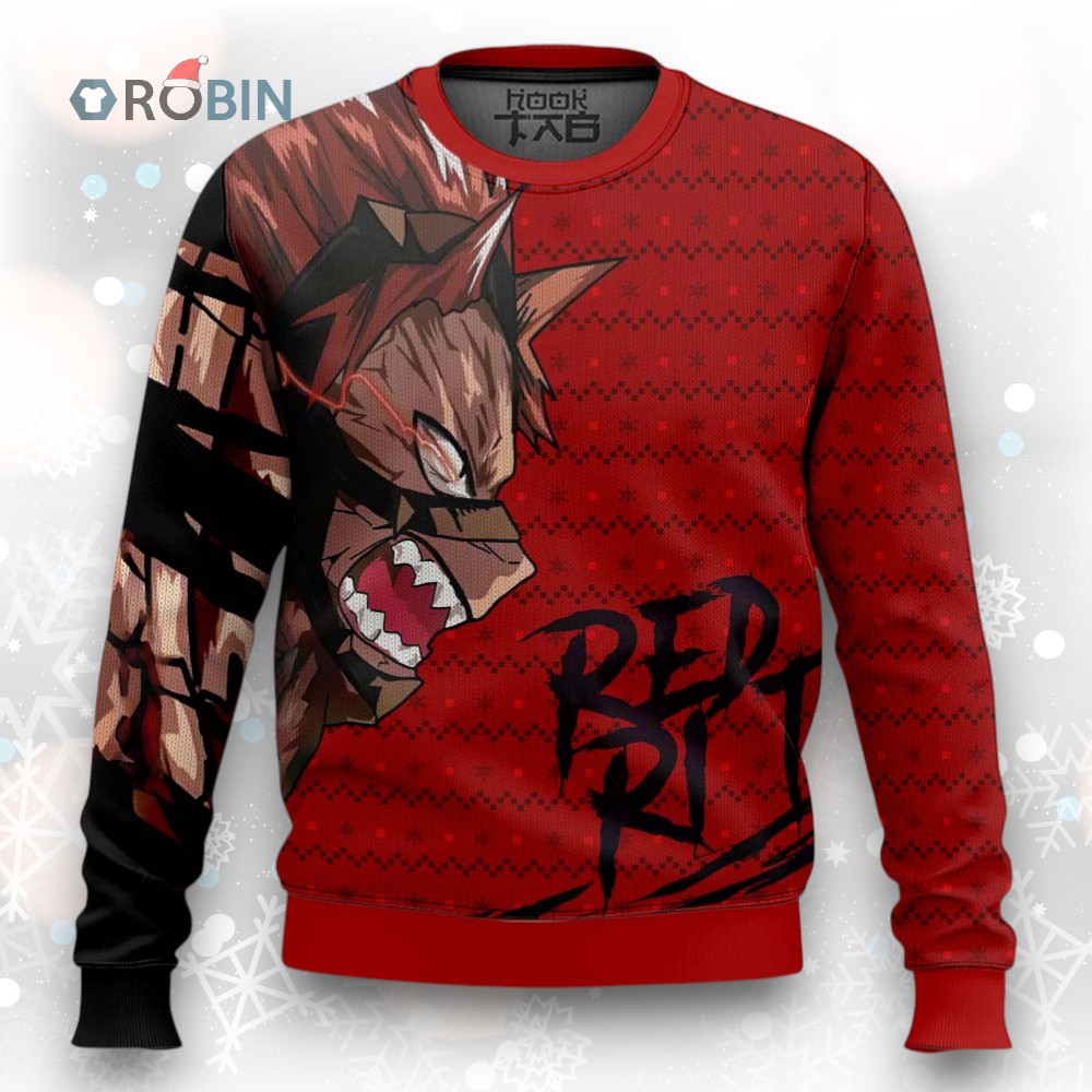 3D Anime My Hero Academia Unbreakable Red Riot Ugly Christmas Sweater 3D Anime My Hero Academia Unbreakable Red Riot Ugly Christmas Sweater
