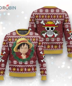 3D Anime One Piece Luffy Funny Face Fandom Ugly Christmas Sweater