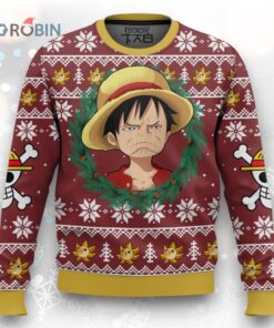 3D Anime One Piece Luffy Funny Face Fandom Ugly Christmas Sweater