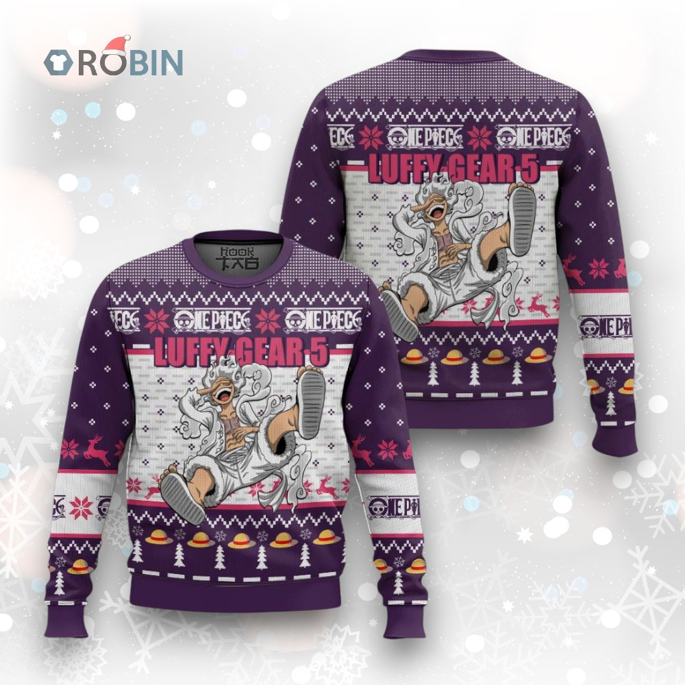 3D Anime One Piece Luffy Gear 5 V2 Ugly Christmas Sweater 3D Anime One Piece Luffy Gear 5 V2 Ugly Christmas Sweater