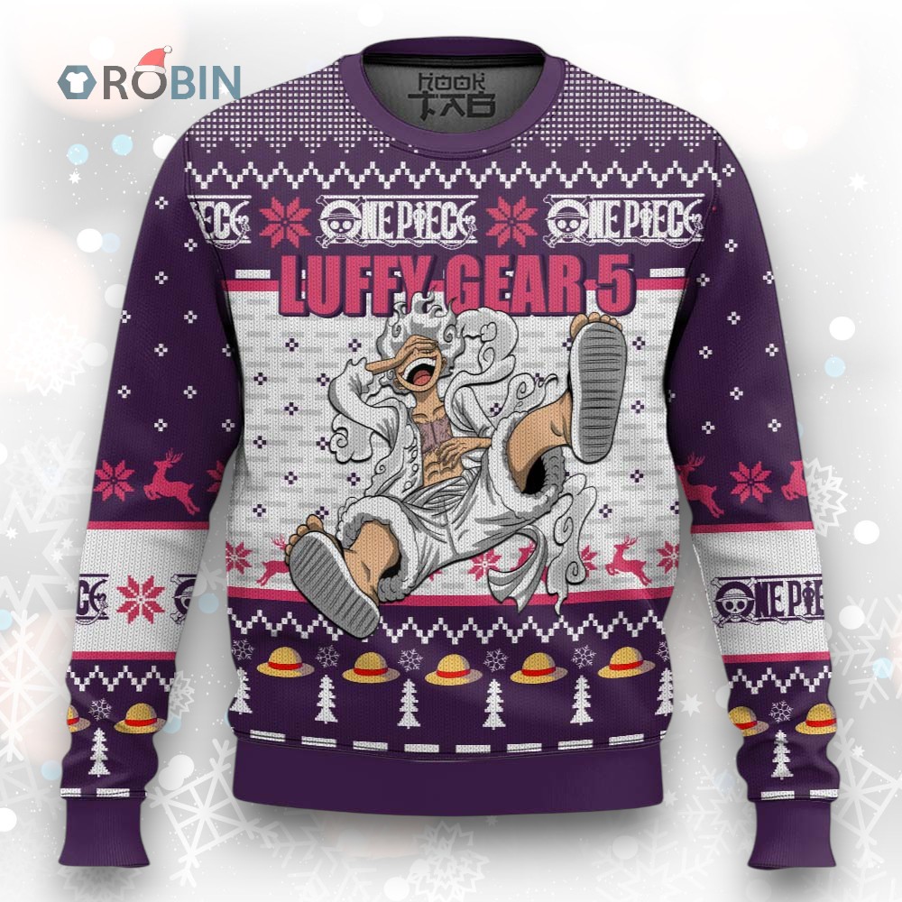 3D Anime One Piece Luffy Gear 5 V2 Ugly Christmas Sweater 3D Anime One Piece Luffy Gear 5 V2 Ugly Christmas Sweater