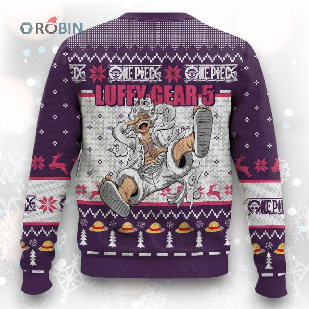 3D Anime One Piece Luffy Gear 5 V2 Ugly Christmas Sweater 3D Anime One Piece Luffy Gear 5 V2 Ugly Christmas Sweater