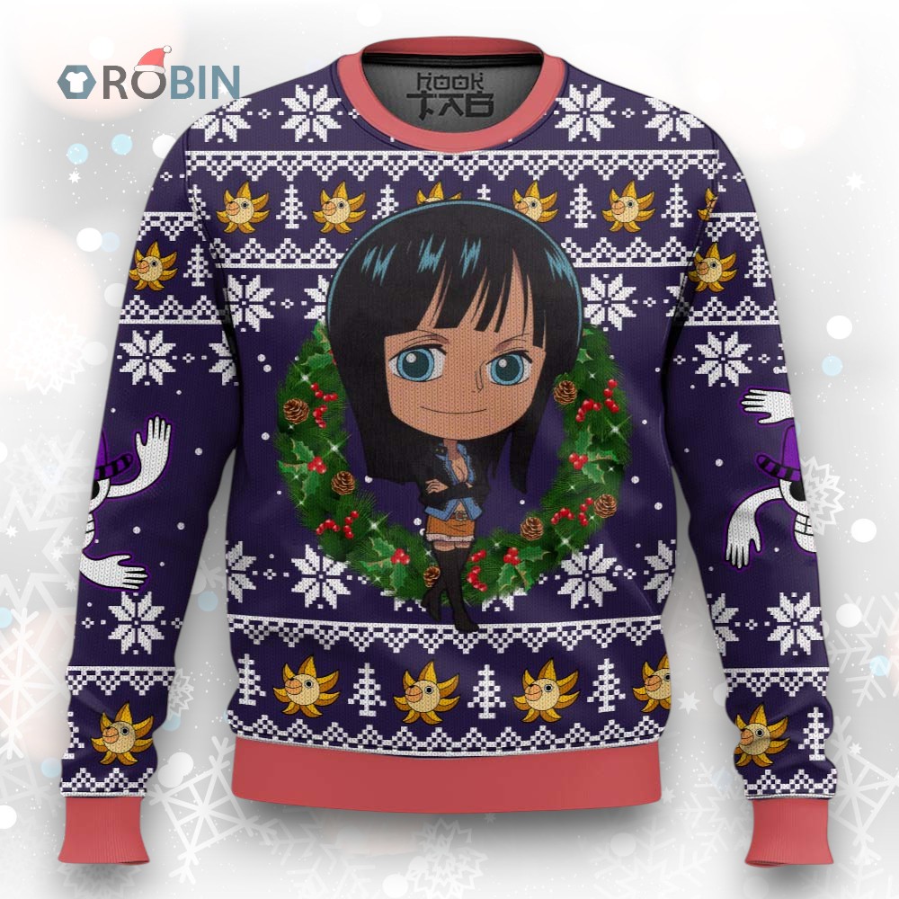 3D Anime One Piece Nico Robin Custom Ugly Christmas Sweater 3D Anime One Piece Nico Robin Custom Ugly Christmas Sweater