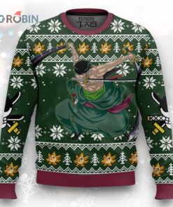 3D Anime One Piece Roronoa Zoro Swords Fandom Ugly Christmas Sweater