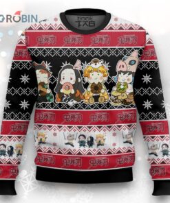 3D Demon Slayer Tanjiro & Friends Ugly Christmas Sweater   Anime Fandom Gift