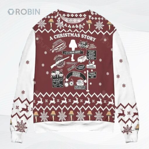 A Christmas Story Zeppelin Leg Lamp Pink Nightmare All Over Printed Ugly Christmas Sweater, Sweatshirt