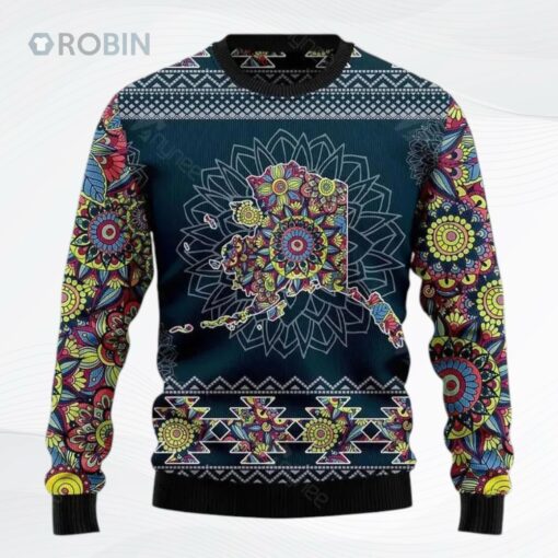 Alaska Blue Mandala Ugly Christmas Sweater