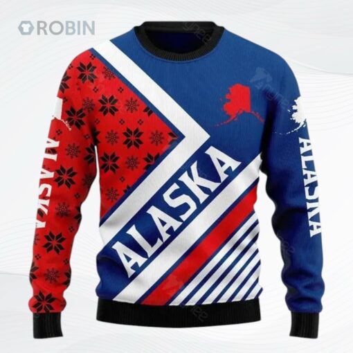 Alaska Map Lover Ugly Christmas Sweater, Sweatshirt