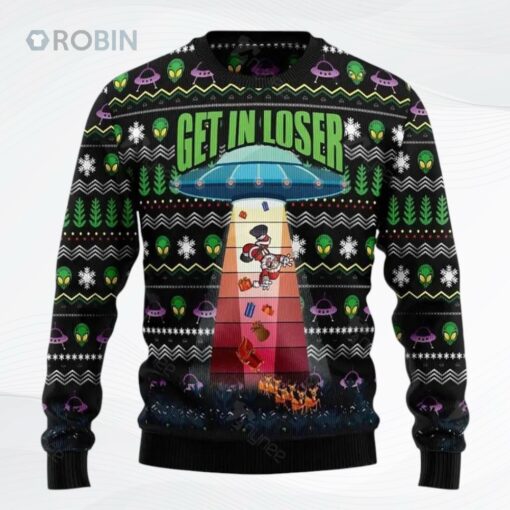 Alien Get In Loser Ufo And Santa Occasion All Over Printed Ugly Christmas Sweater