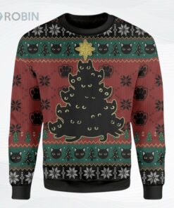 Alohazing Cat Tree Christmas All Over Printed Ugly Christmas Sweater, Sweatshirt