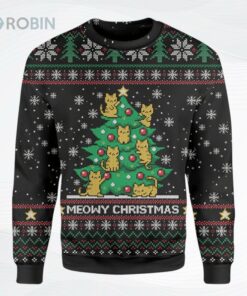 Alohazing Meowy Ugly Christmas Sweater, Sweatshirt