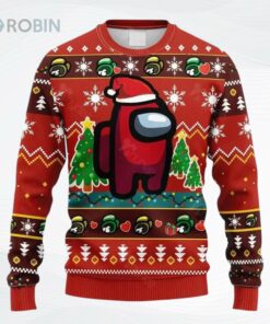 Among Us Red All Over Printed Ugly Christmas Sweater