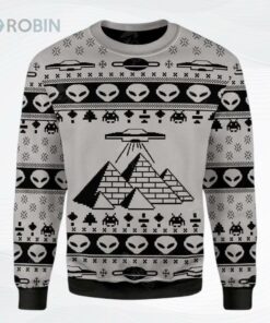 Ancient Alien Pyramid Ugly Christmas Sweater