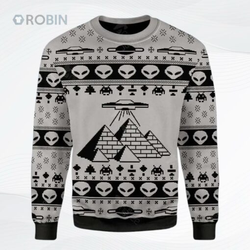 Ancient Alien Pyramid Ugly Christmas Sweater
