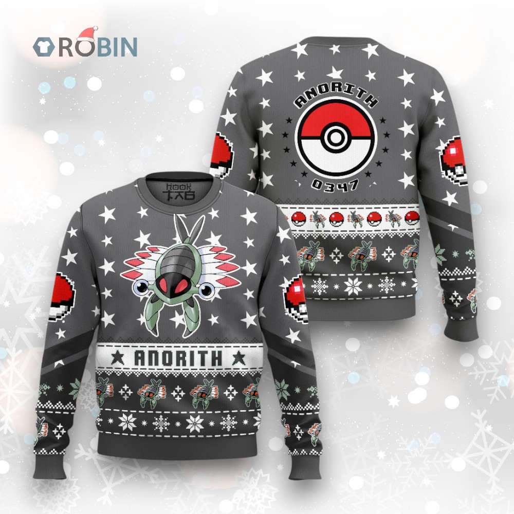 Anorith Ugly Christmas Sweater Pokemon Gen 3 Holiday Knitwear Gift Anorith Ugly Christmas Sweater Pokemon Gen 3 Holiday Knitwear Gift