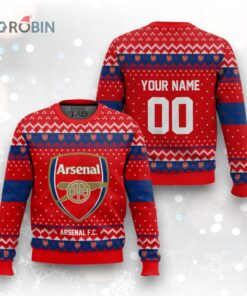 Arsenal F.C. Ugly Christmas Sweater   Fun Soccer Team Holiday Design