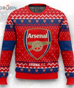 Arsenal F.C. Ugly Christmas Sweater   Fun Soccer Team Holiday Design