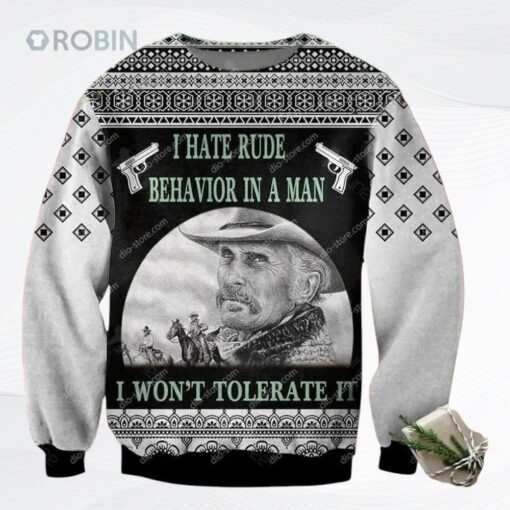 Augustus Gus Mccrae Lonesome Dove I Hate Rude Behavior In A Man All Over Printed Ugly Christmas Sweater