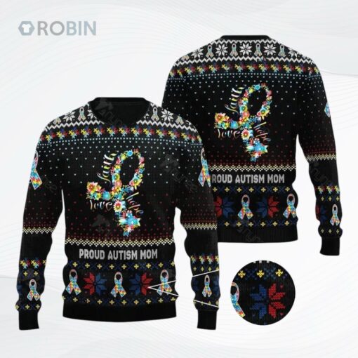 Autism Awareness Proud Autism Mom Ugly Christmas Sweater