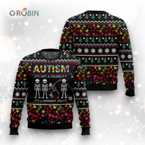 Autism Christmas Sweater   ‘Different Ability’ Design   Fun Holiday Apparel