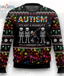 Autism Christmas Sweater   ‘Different Ability’ Design   Fun Holiday Apparel