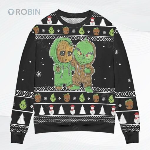 Baby Groot And Grinch Best Friends Ugly Christmas Sweater