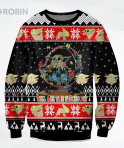 Baby Yoda Autism Awareness Till All Pieces Fit Santalorian Ugly Christmas Sweater, Sweatshirt