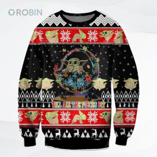 Baby Yoda Autism Awareness Till All Pieces Fit Santalorian Ugly Christmas Sweater, Sweatshirt