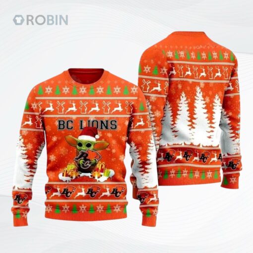 Baby Yoda Bc Lions Ugly Christmas Sweater, Sweatshirt
