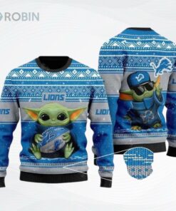 Baby Yoda Nfl Detroit Lions Ugly Christmas Sweater