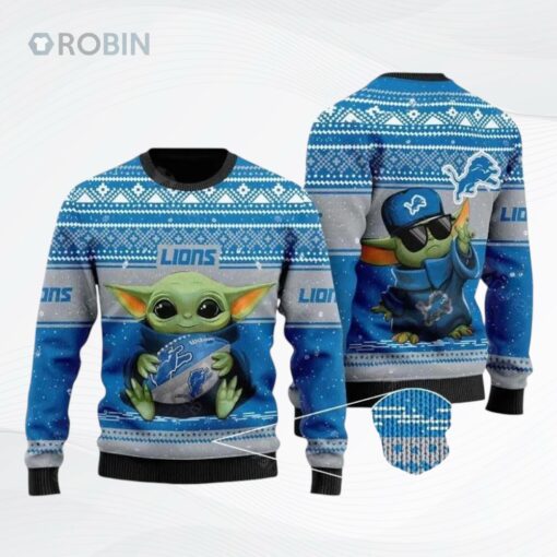 Baby Yoda Nfl Detroit Lions Ugly Christmas Sweater