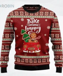 Bake Someone Happy Car Ridingugly Christmas Sweater