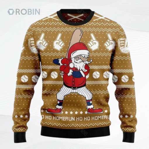 Baseball Ho Ho Homerun Christmas Ugly Christmas Sweater, Sweatshirt