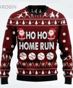 Baseball Hoho Home Run All Over Printed Ugly Christmas Sweater, Sweatshirt