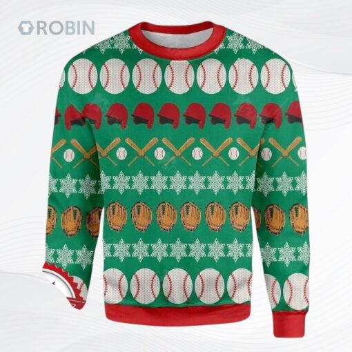 Baseball Pattern Santa Claus Ugly Christmas Sweater
